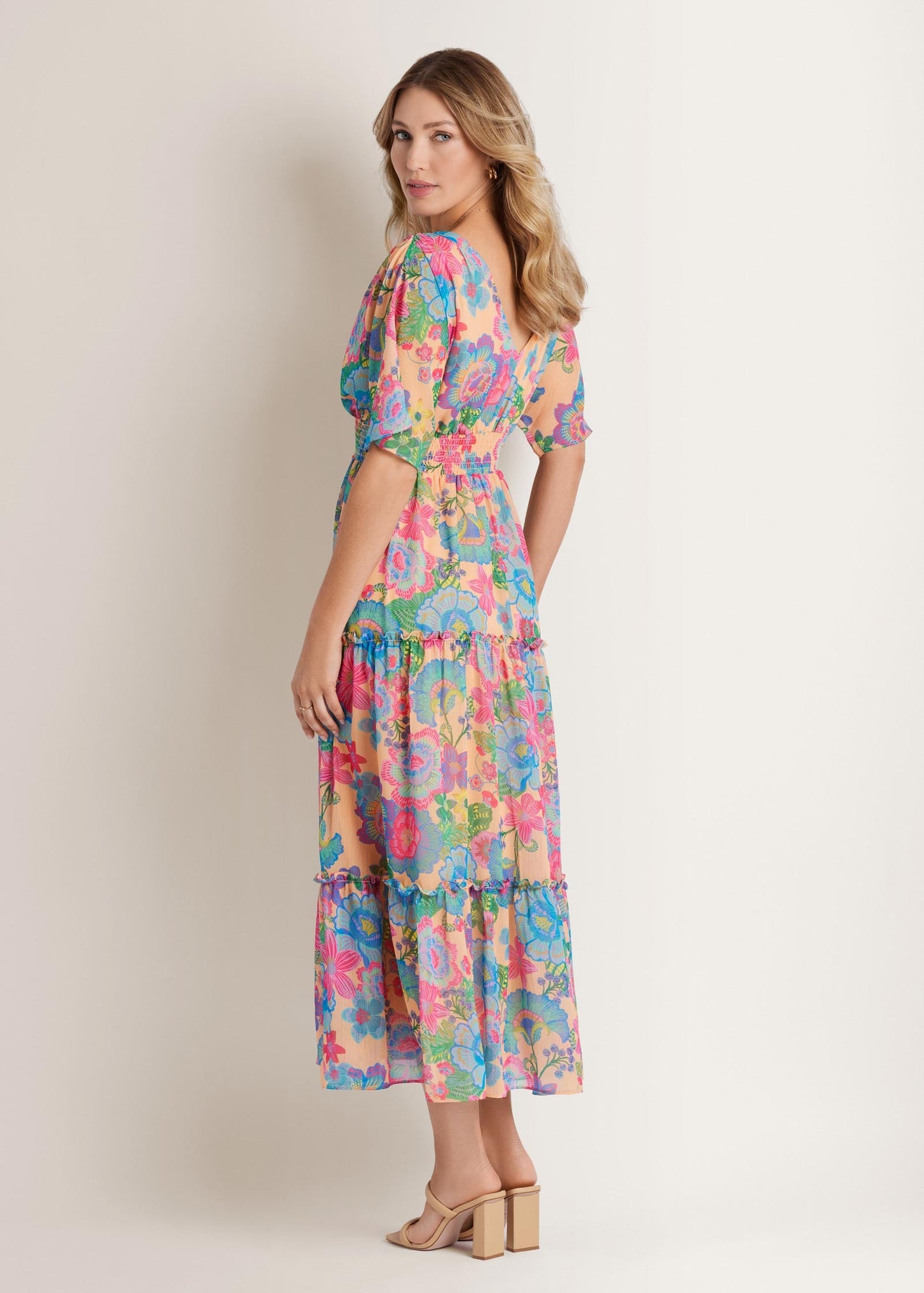 Flutter Sleeve Maxi Dress Dopamine Floral | Venus Best Seller