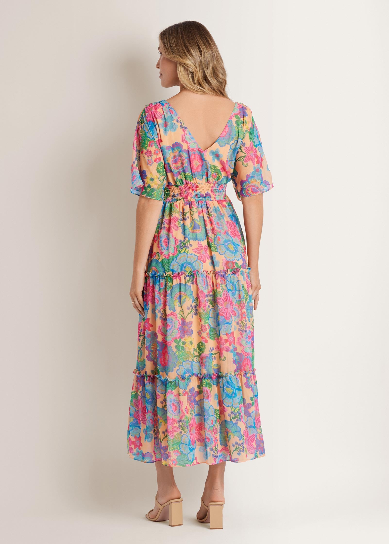 Flutter Sleeve Maxi Dress Dopamine Floral | Venus Best Seller