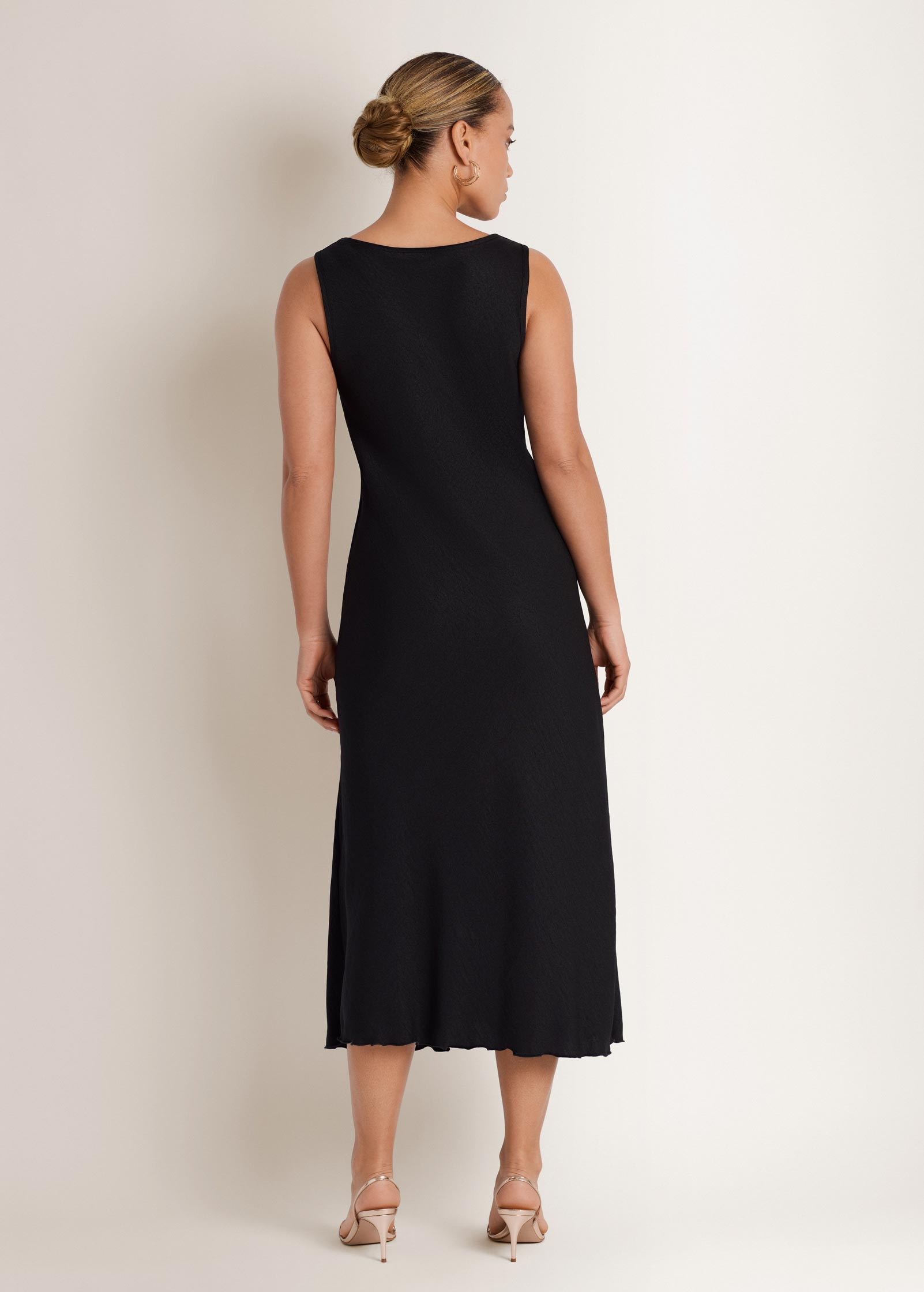 Woven Chambray Bias Maxi Dress Jet Black | Venus Customer Favorite
