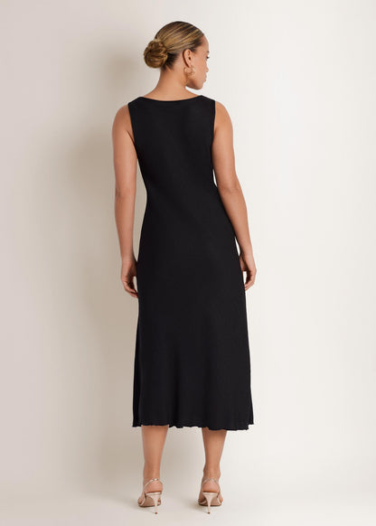 Woven Chambray Bias Maxi Dress Jet Black | Venus Customer Favorite