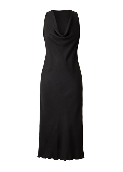 Woven Chambray Bias Maxi Dress Jet Black | Venus Customer Favorite