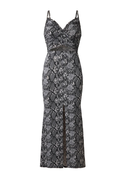 Snake Print Maxi Dress Grey Snake | Venus Limited Edition