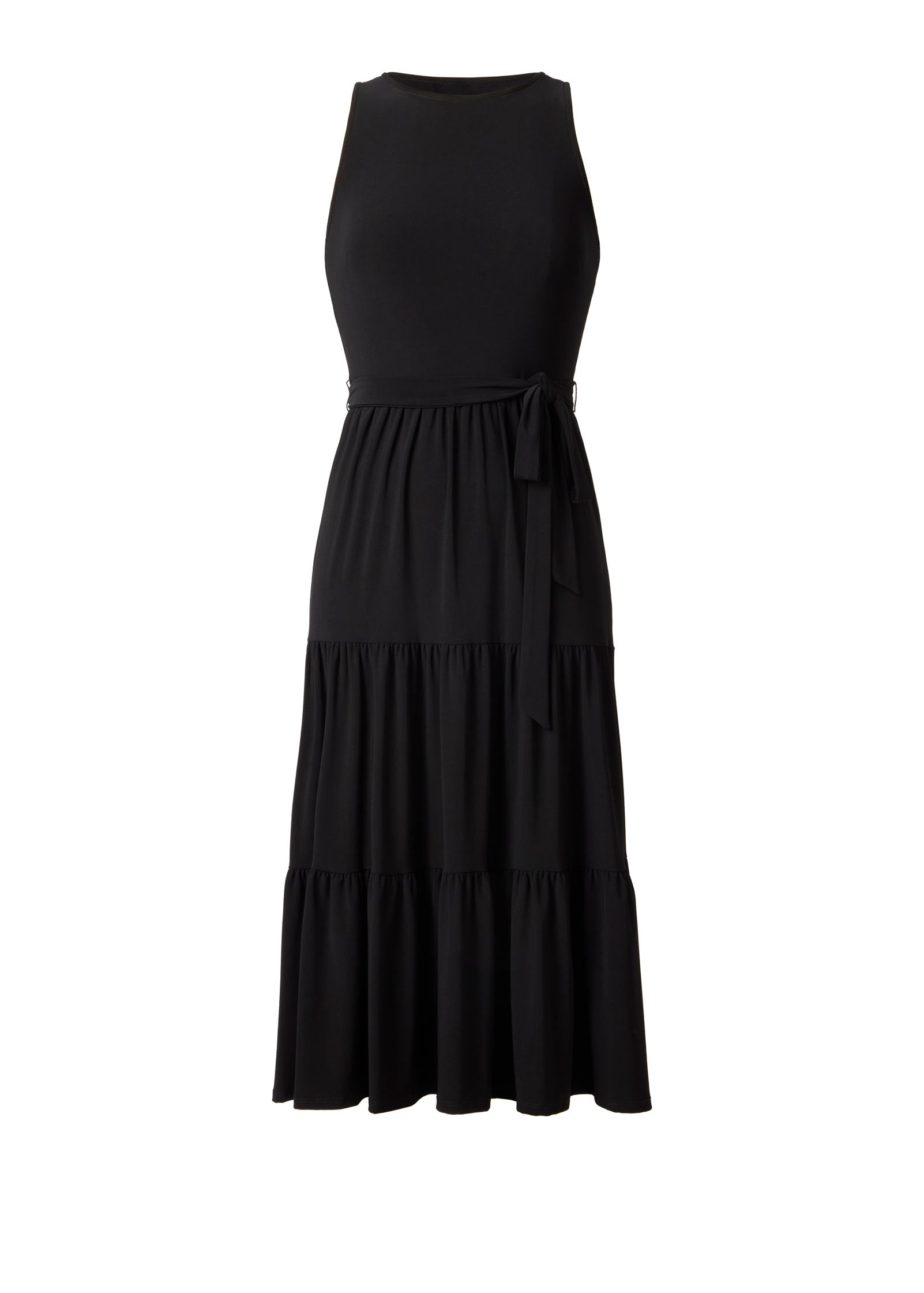 Tiered Halter Maxi Dress Jet Black | Venus Sale