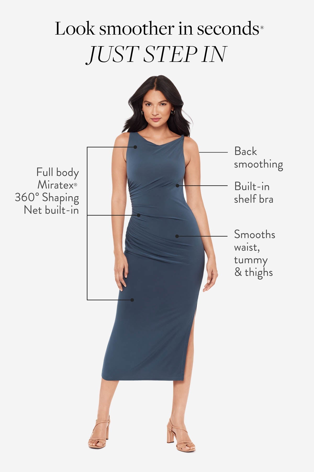 Maxi Shaping Dress in Slate Grey | Venus Value
