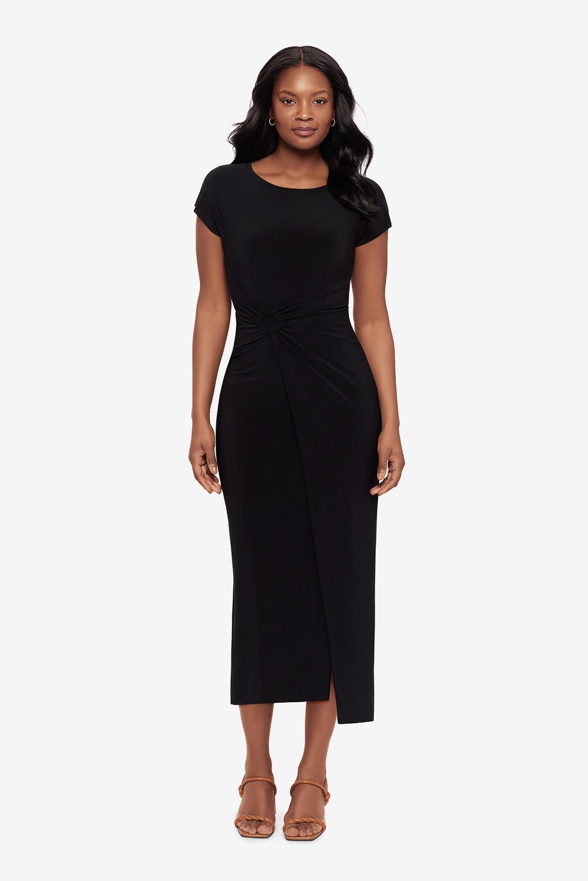 Loki Wrap Front Shaping Dress in Black | Venus Popular Choice