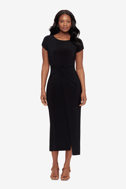 Loki Wrap Front Shaping Dress in Black | Venus Popular Choice