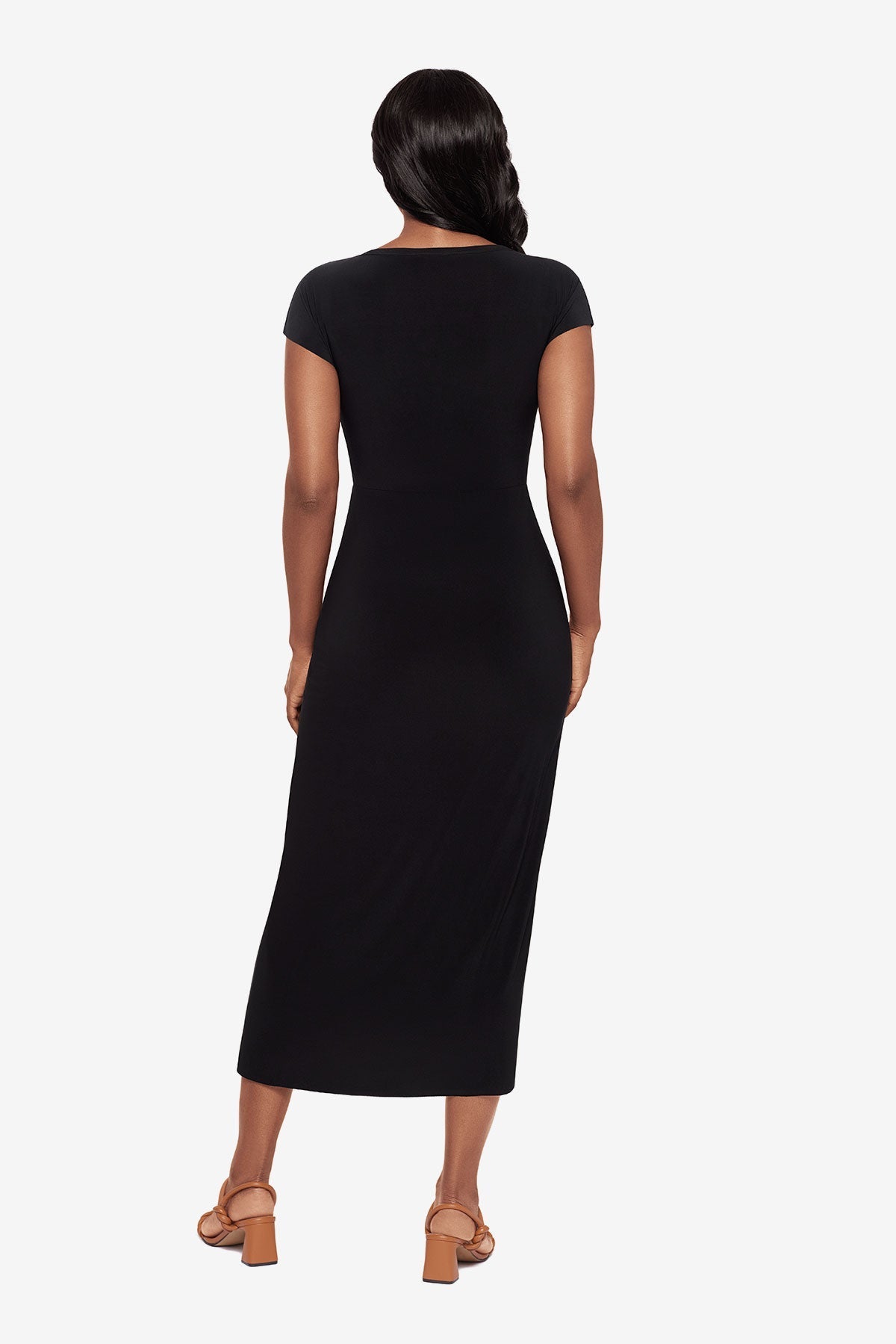 Loki Wrap Front Shaping Dress in Black | Venus Popular Choice