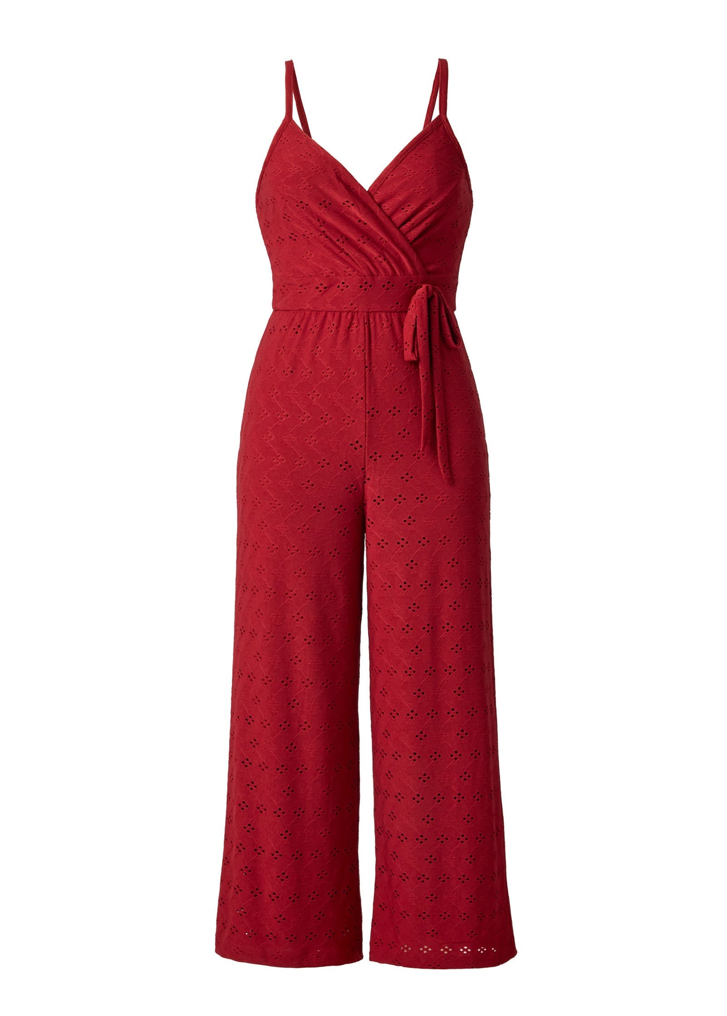 Knit Eyelet Jumpsuit Red | Venus Cost Saving