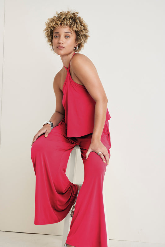 Cross Neck Jumpsuit Red | Venus Value