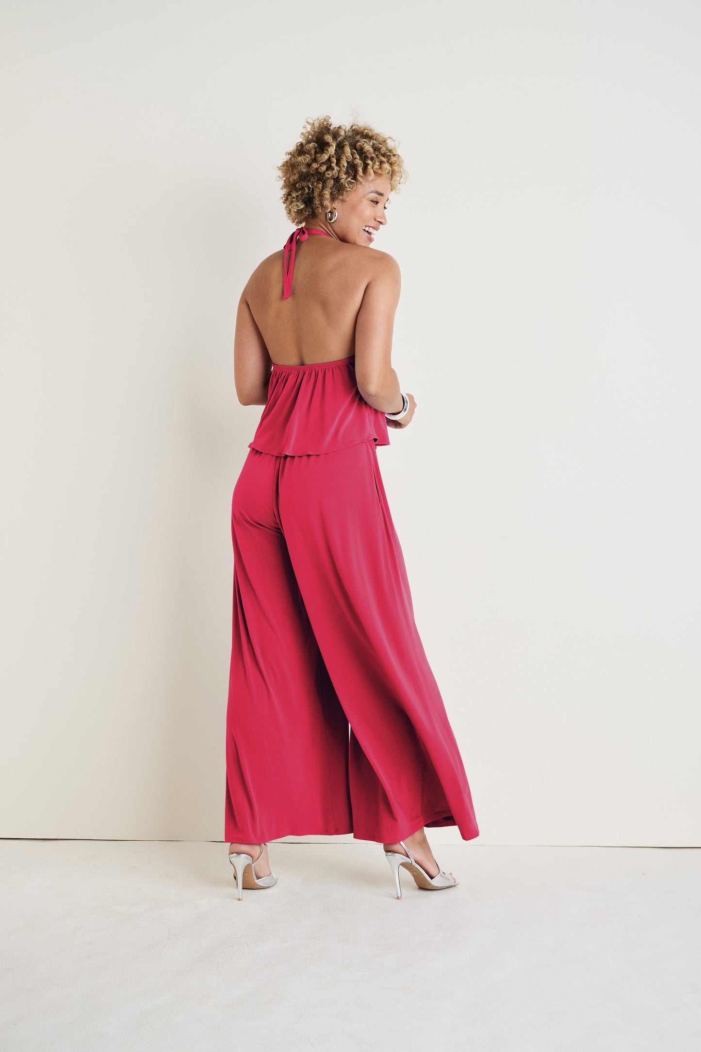 Cross Neck Jumpsuit Red | Venus Value