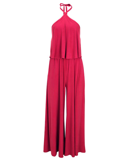 Cross Neck Jumpsuit Red | Venus Value