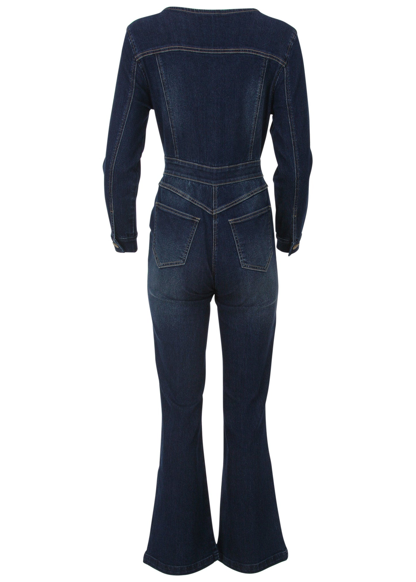 Zip Front Denim Jumpsuit - Dark Wash | Venus Budget Friendly