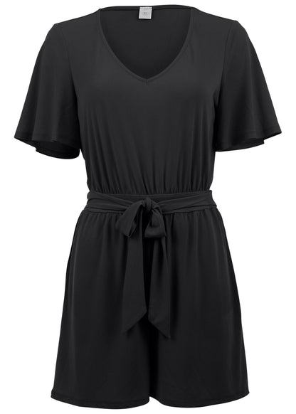 Tie Waist Romper - Jet Black | Venus Great Deal