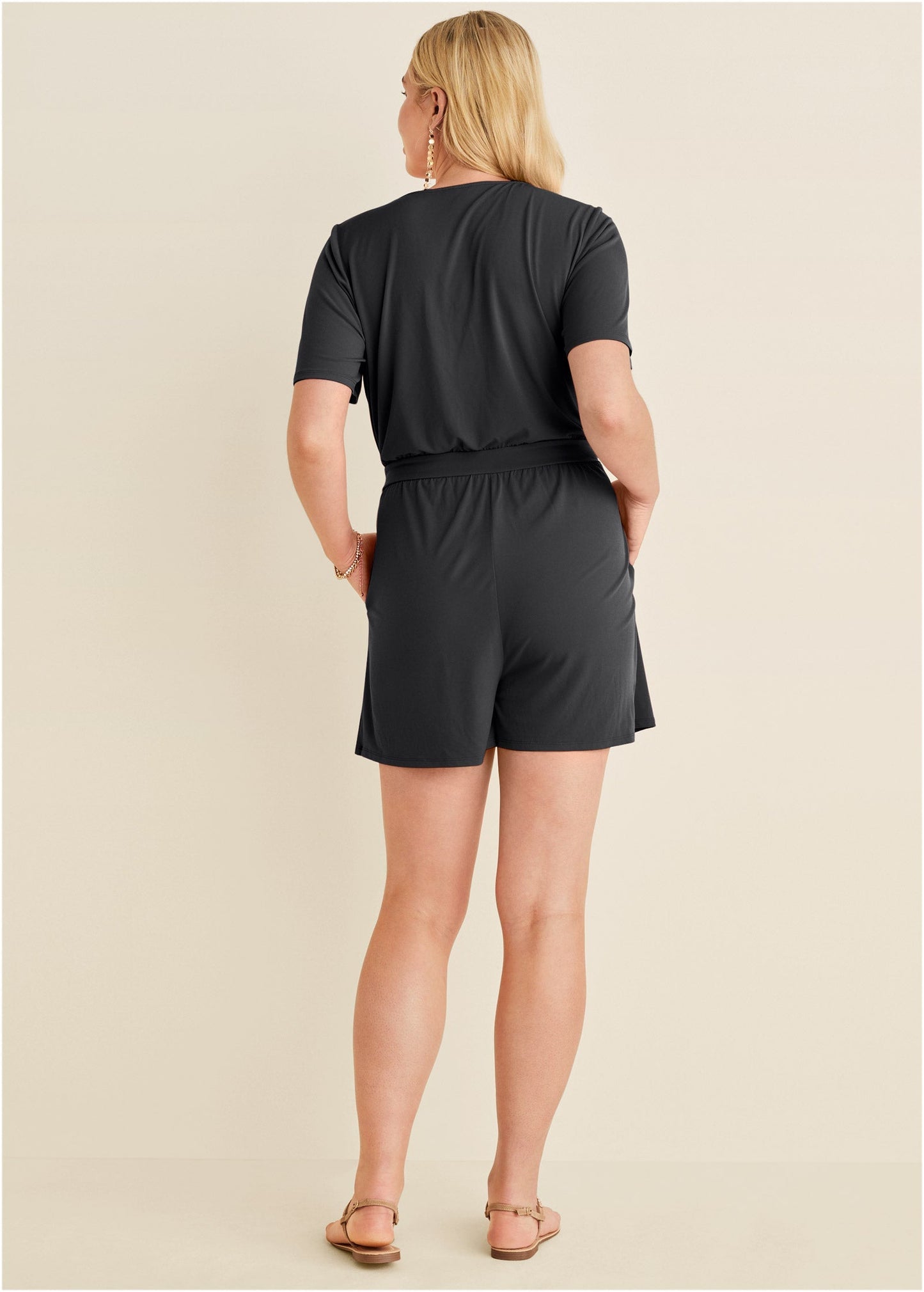 Tie Waist Romper - Jet Black | Venus Great Deal