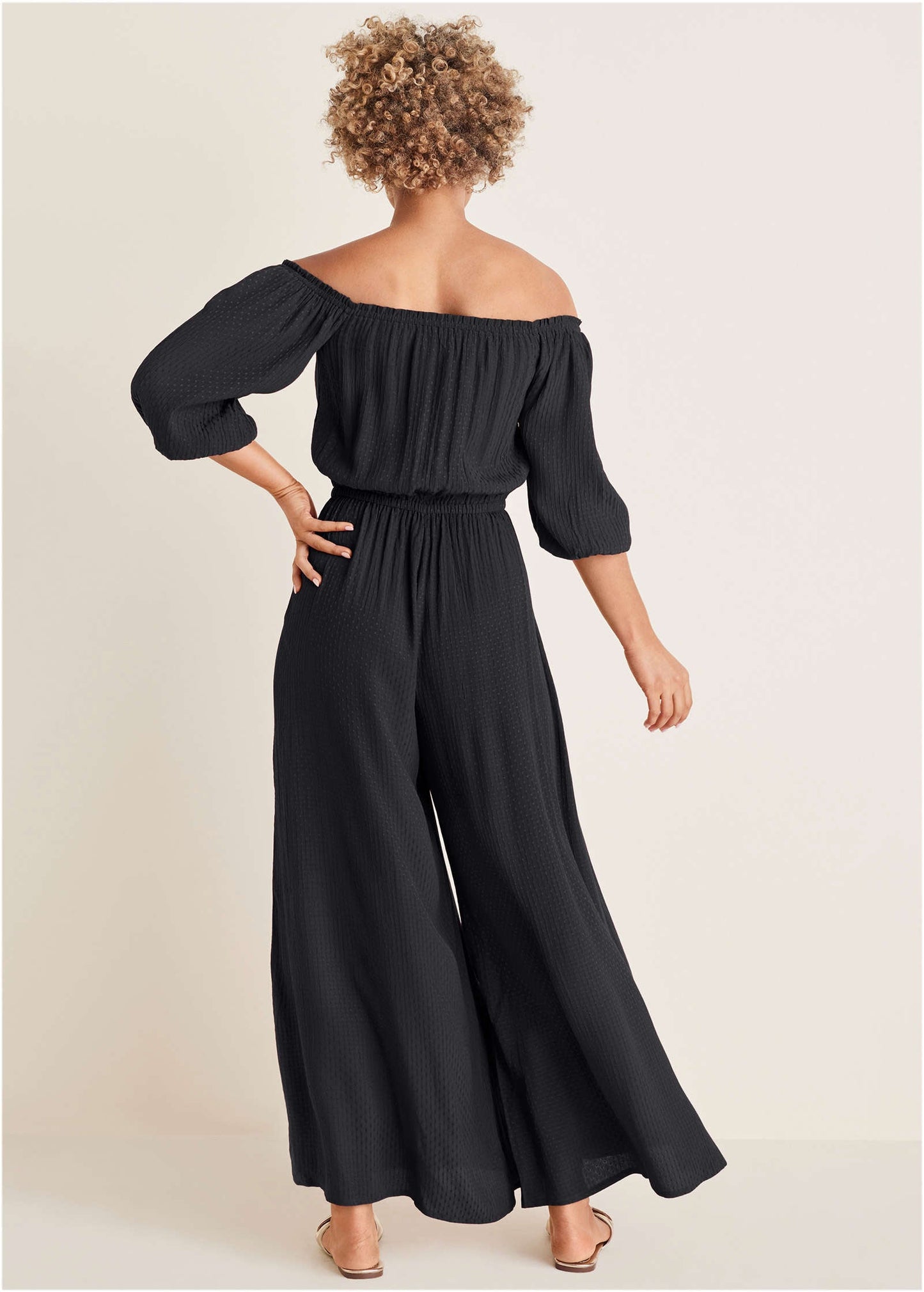 Off-The-Shoulder Jumpsuit - Jet Black | Venus Featured