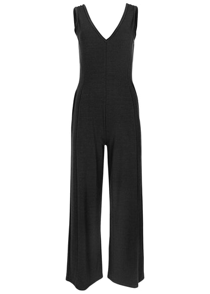 Relaxed V-Neck Jumpsuit - Jet Black | Venus Limited Edition