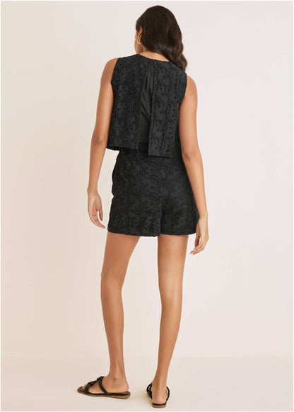 Paisley Eyelet Romper - Black | Venus Cost Saving