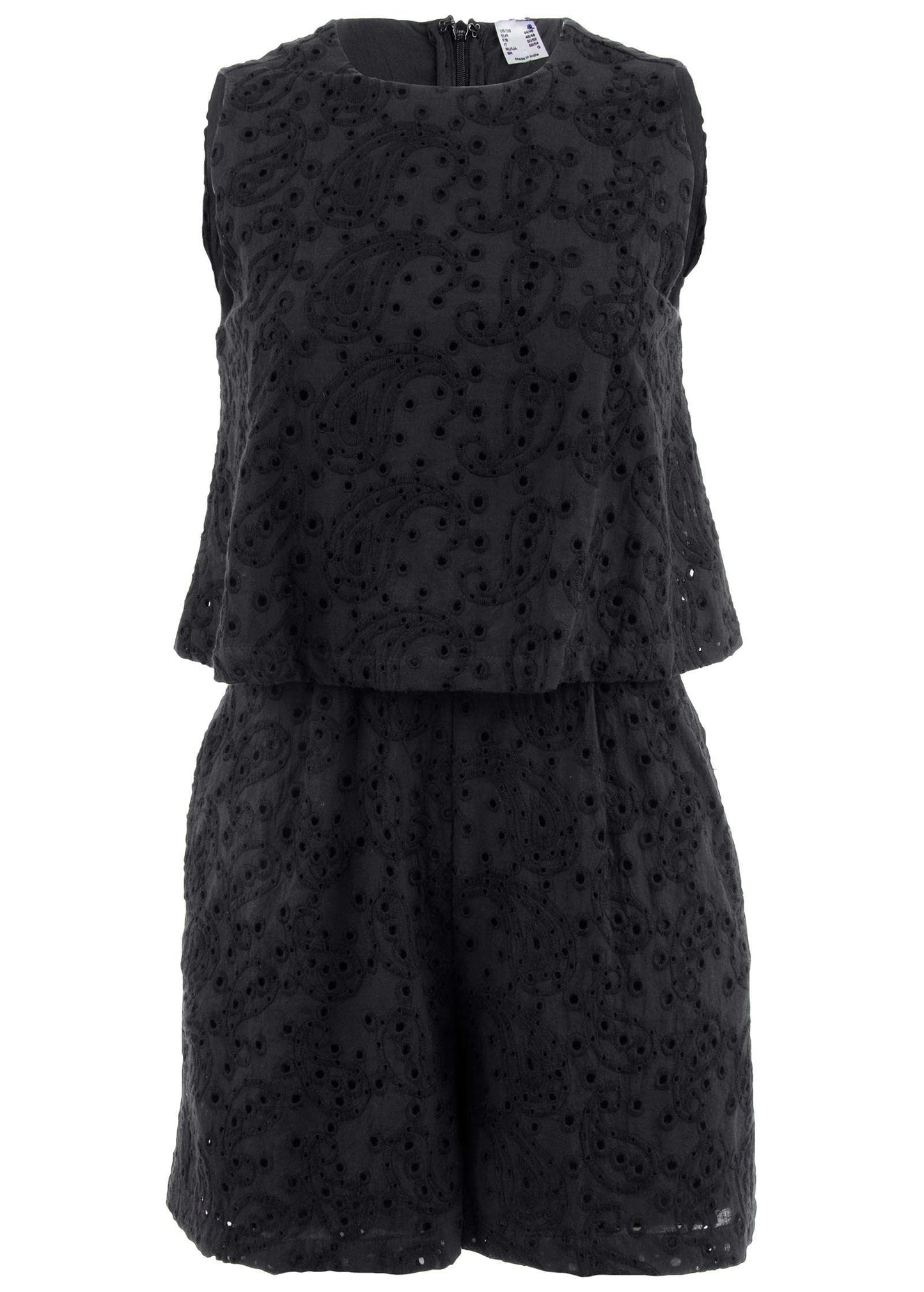 Paisley Eyelet Romper - Black | Venus Cost Saving