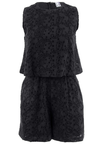 Paisley Eyelet Romper - Black | Venus Cost Saving