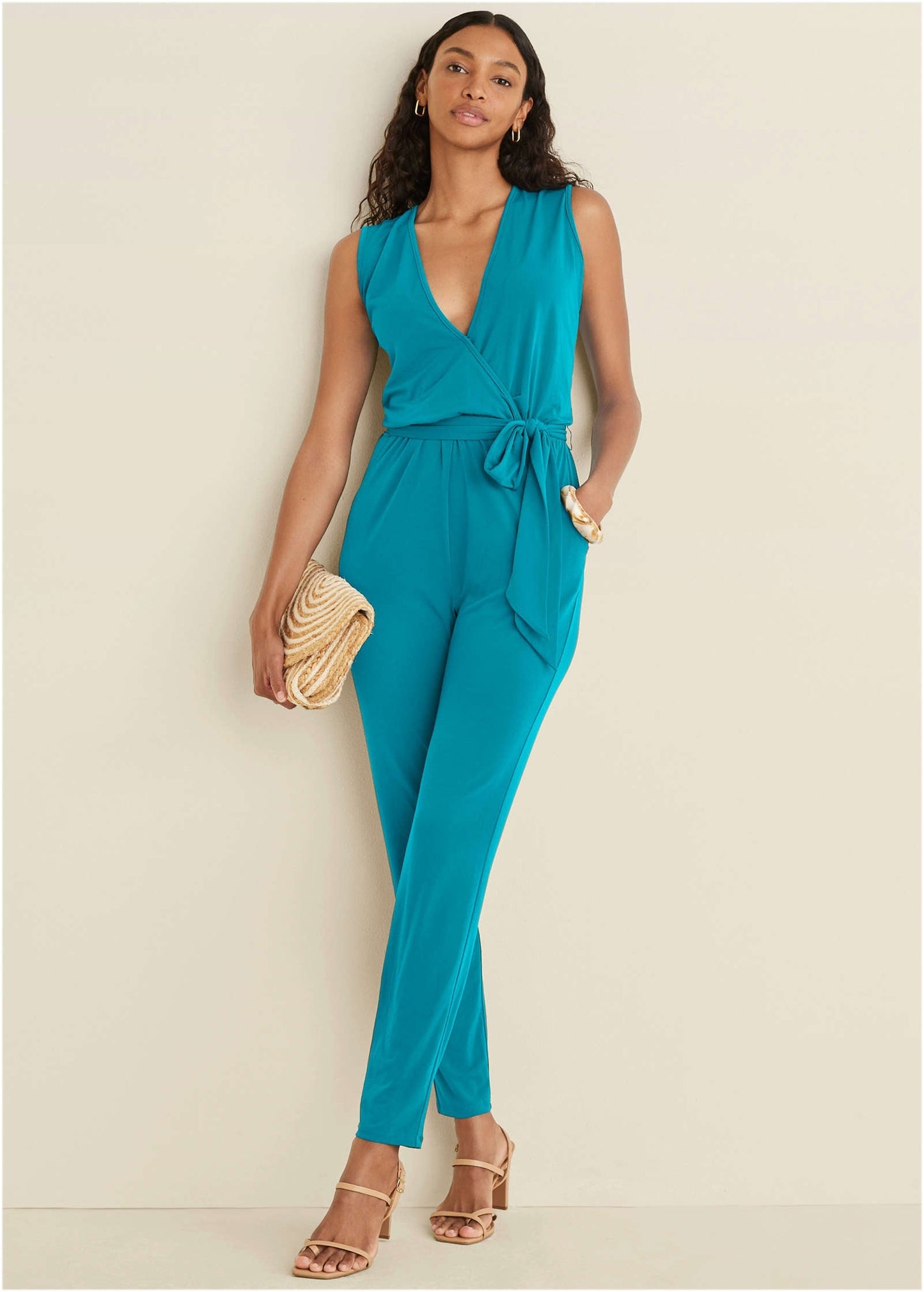 Wrap Tie Jumpsuit - Teal | Venus Affordable