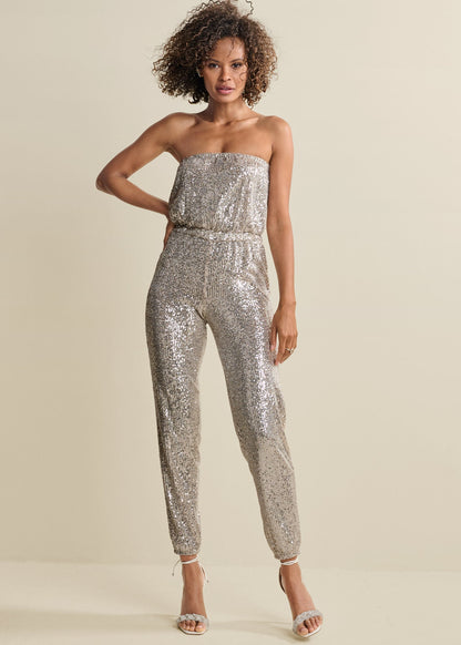 Strapless Sequin Jumpsuit - Champagne | Venus Special Offer