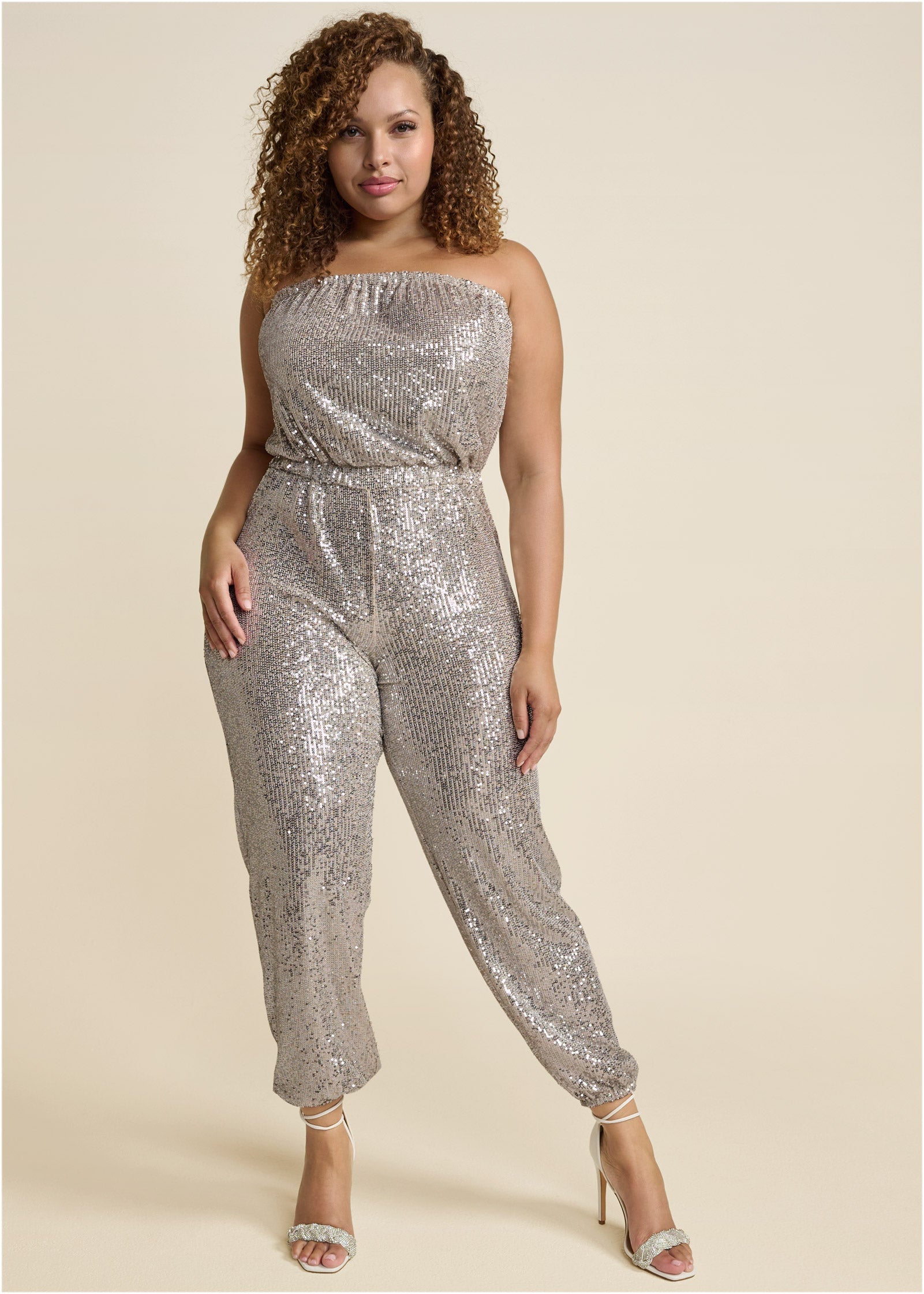 Strapless Sequin Jumpsuit - Champagne | Venus Special Offer