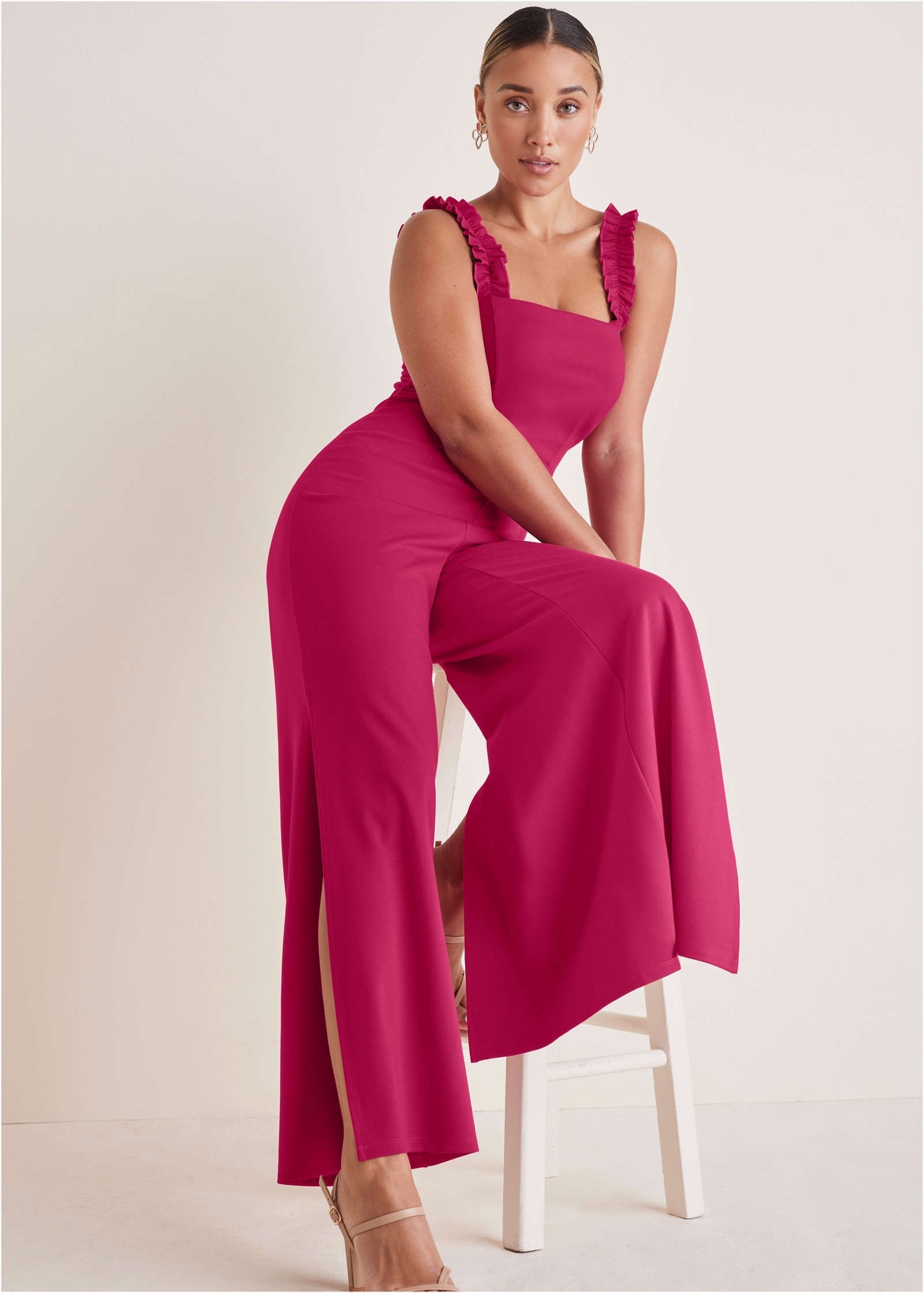 Wide Leg Ponte Jumpsuit - Granita | Venus Best Seller