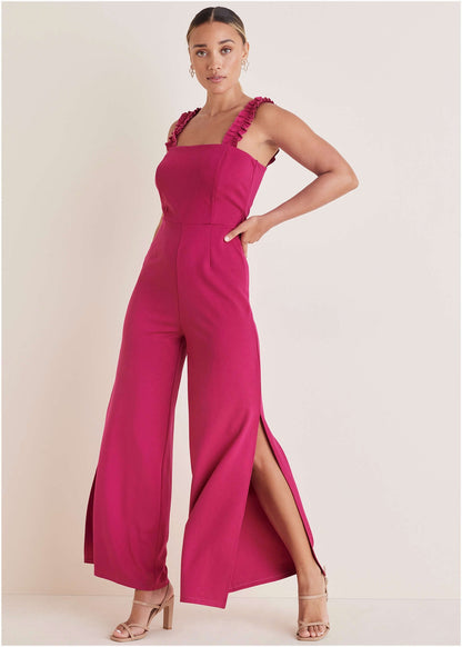Wide Leg Ponte Jumpsuit - Granita | Venus Best Seller