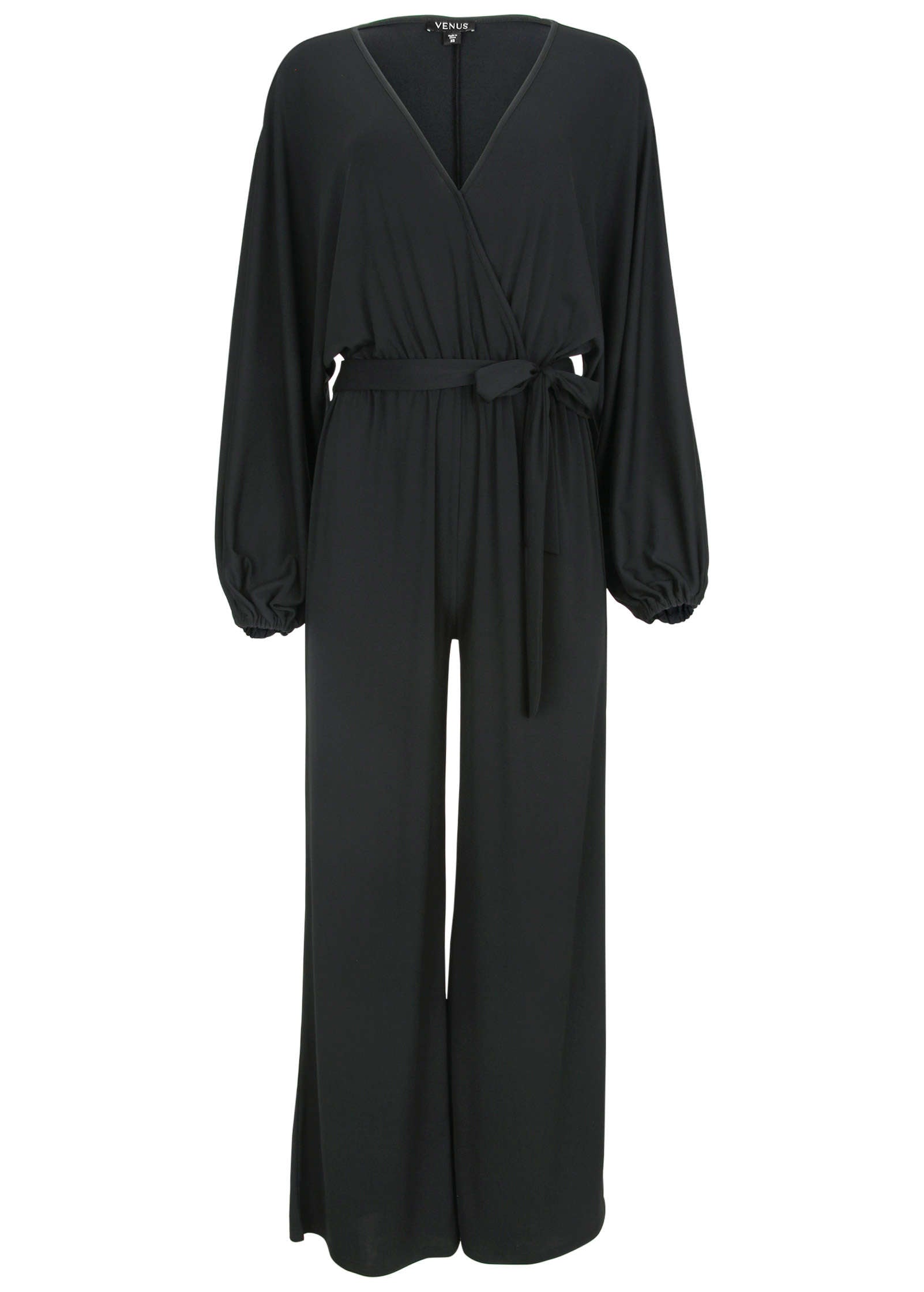Volume Sleeve Detail Jumpsuit - Jet Black | Venus Limited Edition