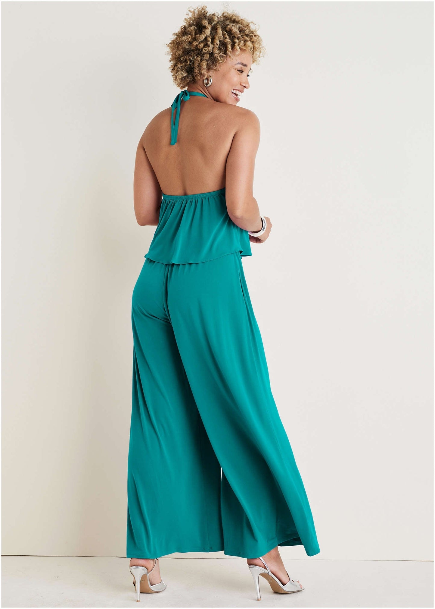 Cross Neck Jumpsuit - Tropical Green | Venus Sale
