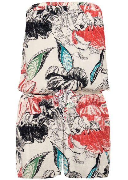Strapless Blouson Romper - Red Multi | Venus Cost Saving