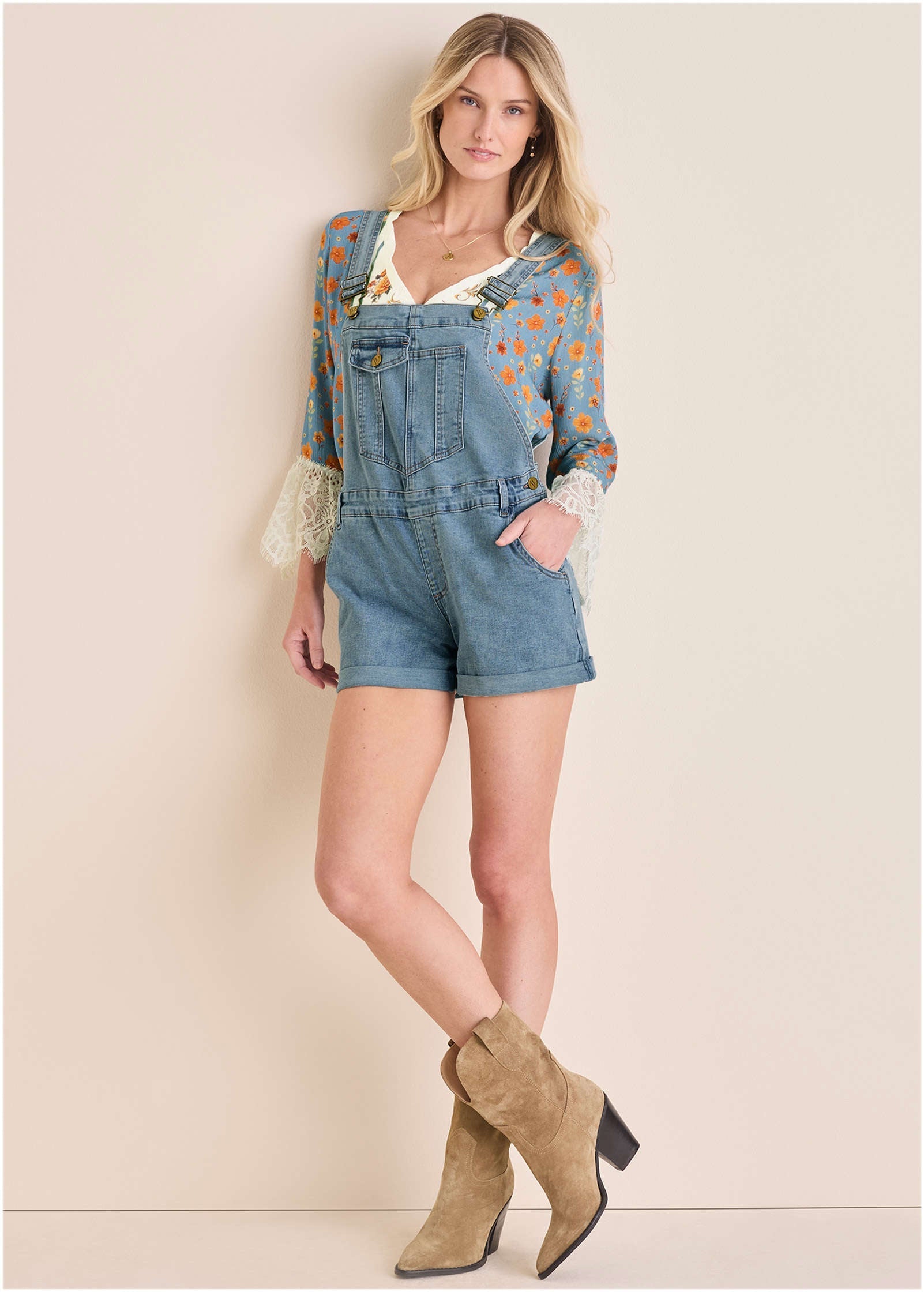 V-Back Denim Overalls - Light Wash | Venus Affordable