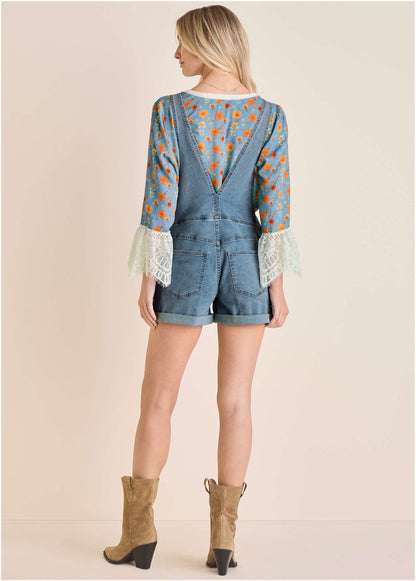 V-Back Denim Overalls - Light Wash | Venus Affordable