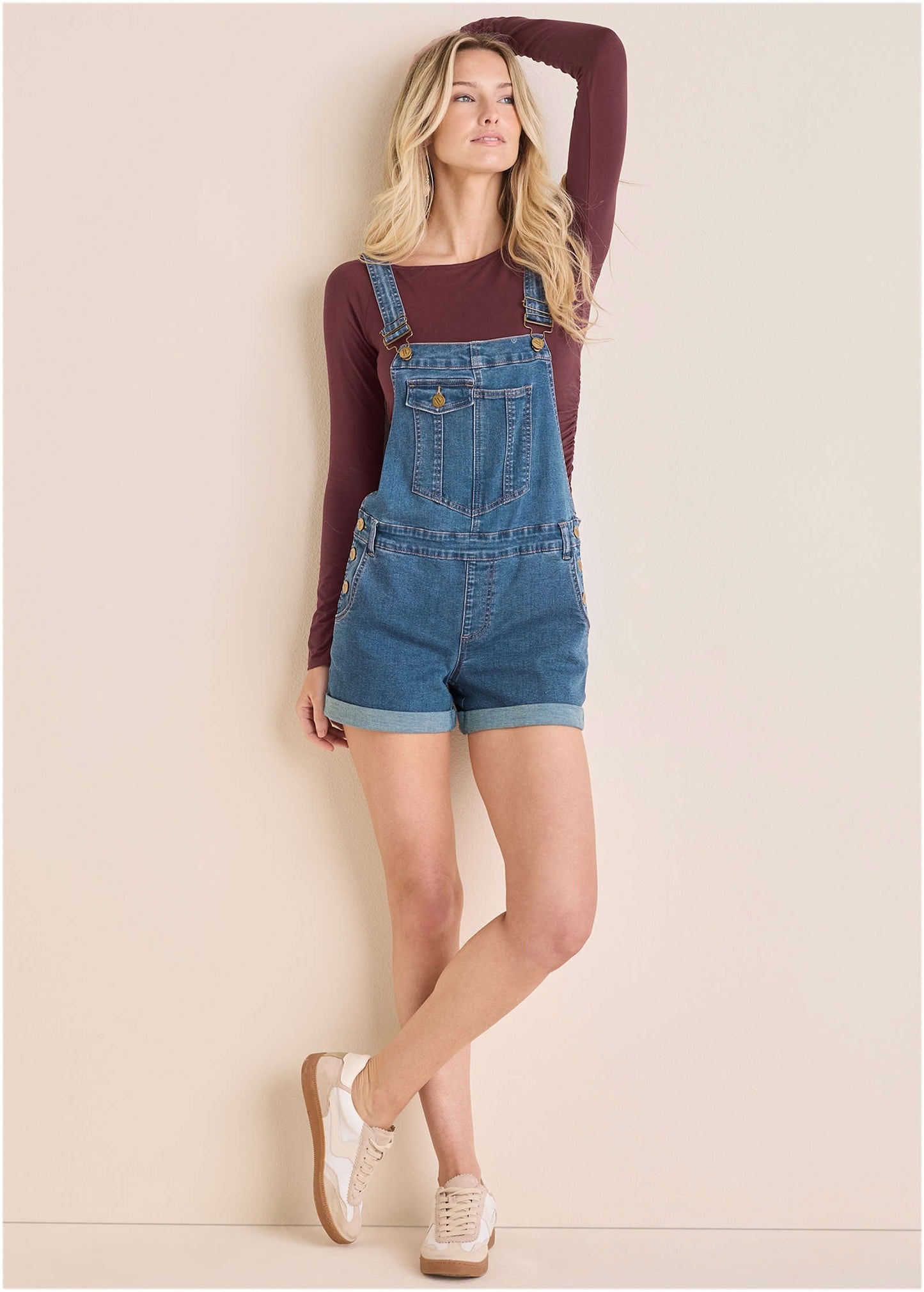V-Back Denim Overalls - Medium Wash | Venus Budget Friendly