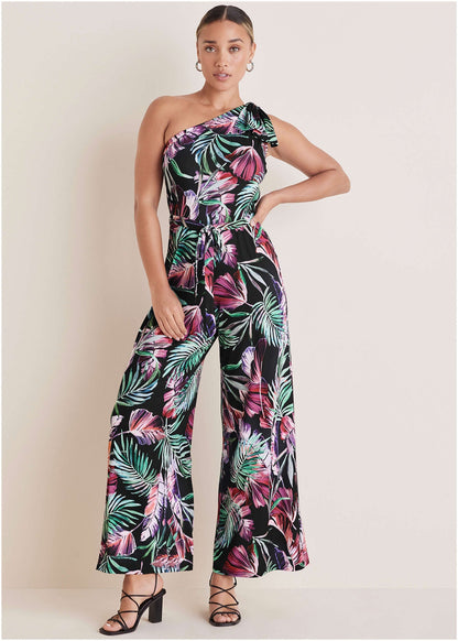 One-Shoulder Print Jumpsuit - Illuminated Jungle | Venus Special Offer