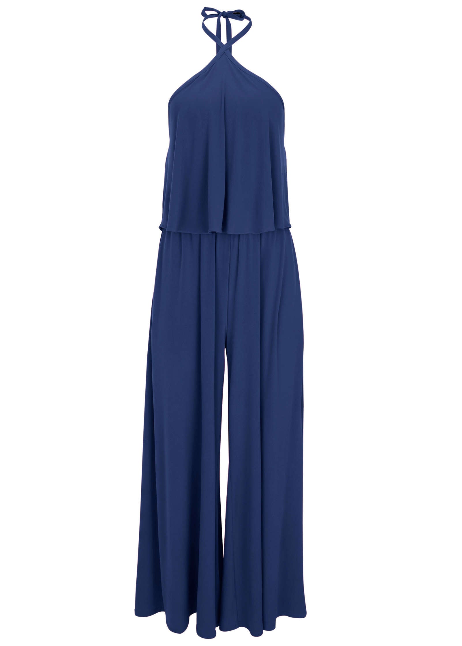 Cross Neck Jumpsuit - Dark Blue | Venus Featured