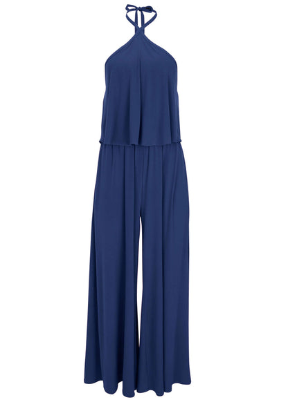 Cross Neck Jumpsuit - Dark Blue | Venus Featured