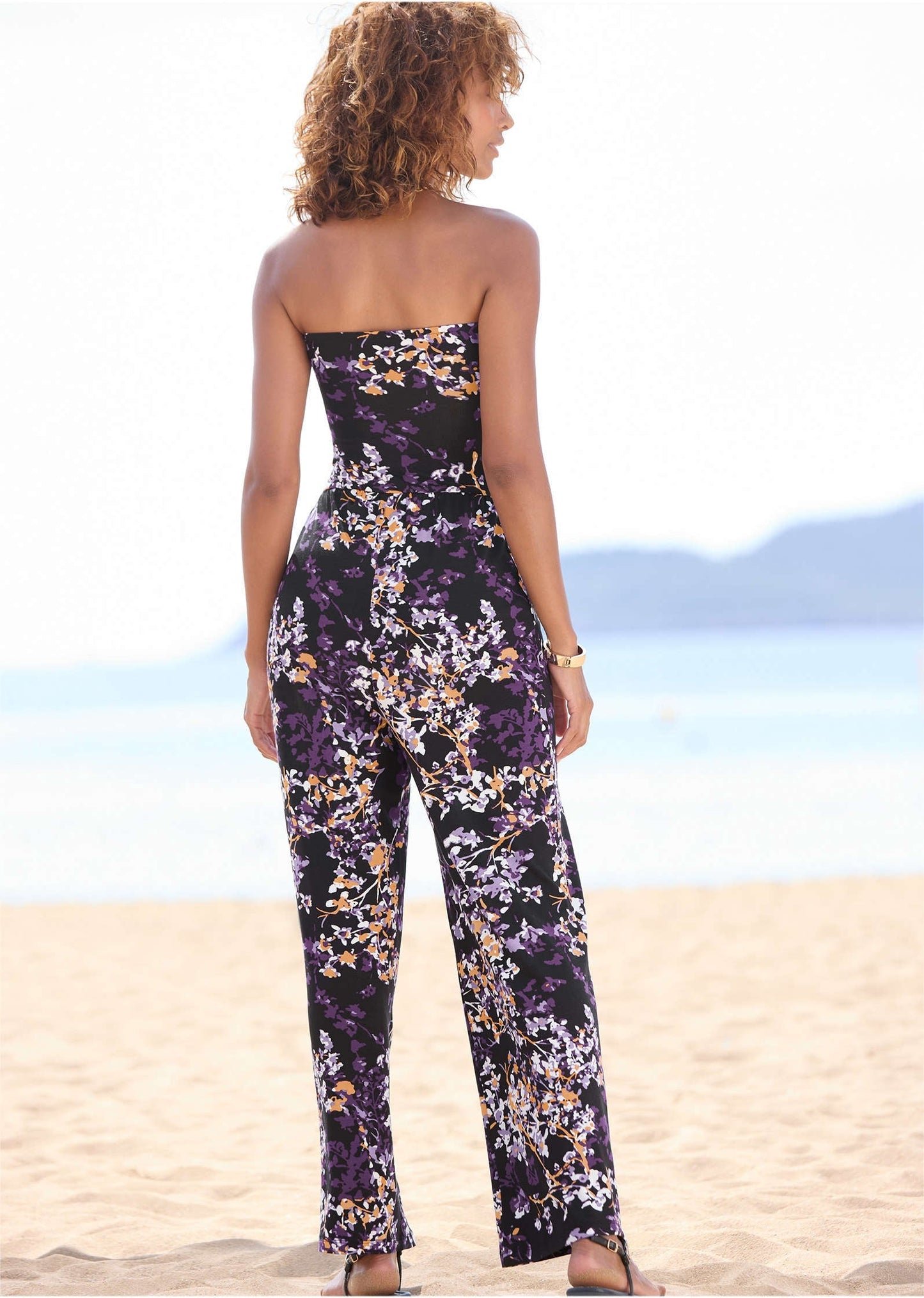 Strapless Printed Jumpsuit - Purple Multi | Venus Limited Edition