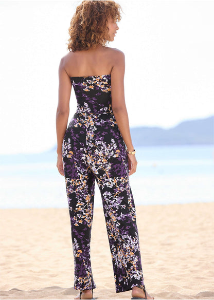 Strapless Printed Jumpsuit - Purple Multi | Venus Limited Edition