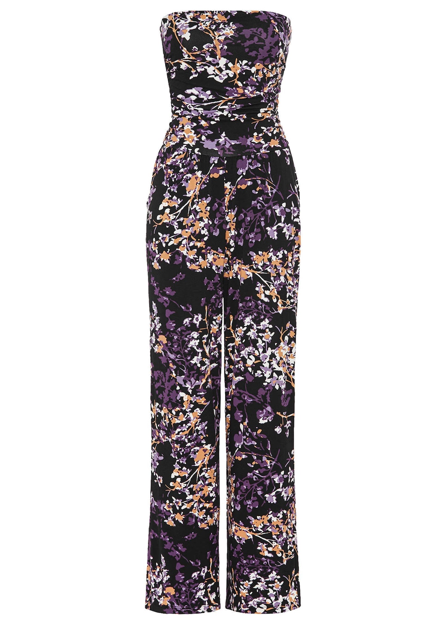 Strapless Printed Jumpsuit - Purple Multi | Venus Limited Edition