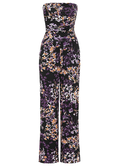 Strapless Printed Jumpsuit - Purple Multi | Venus Limited Edition