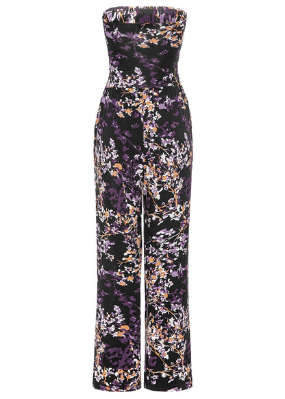 Strapless Printed Jumpsuit - Purple Multi | Venus Limited Edition