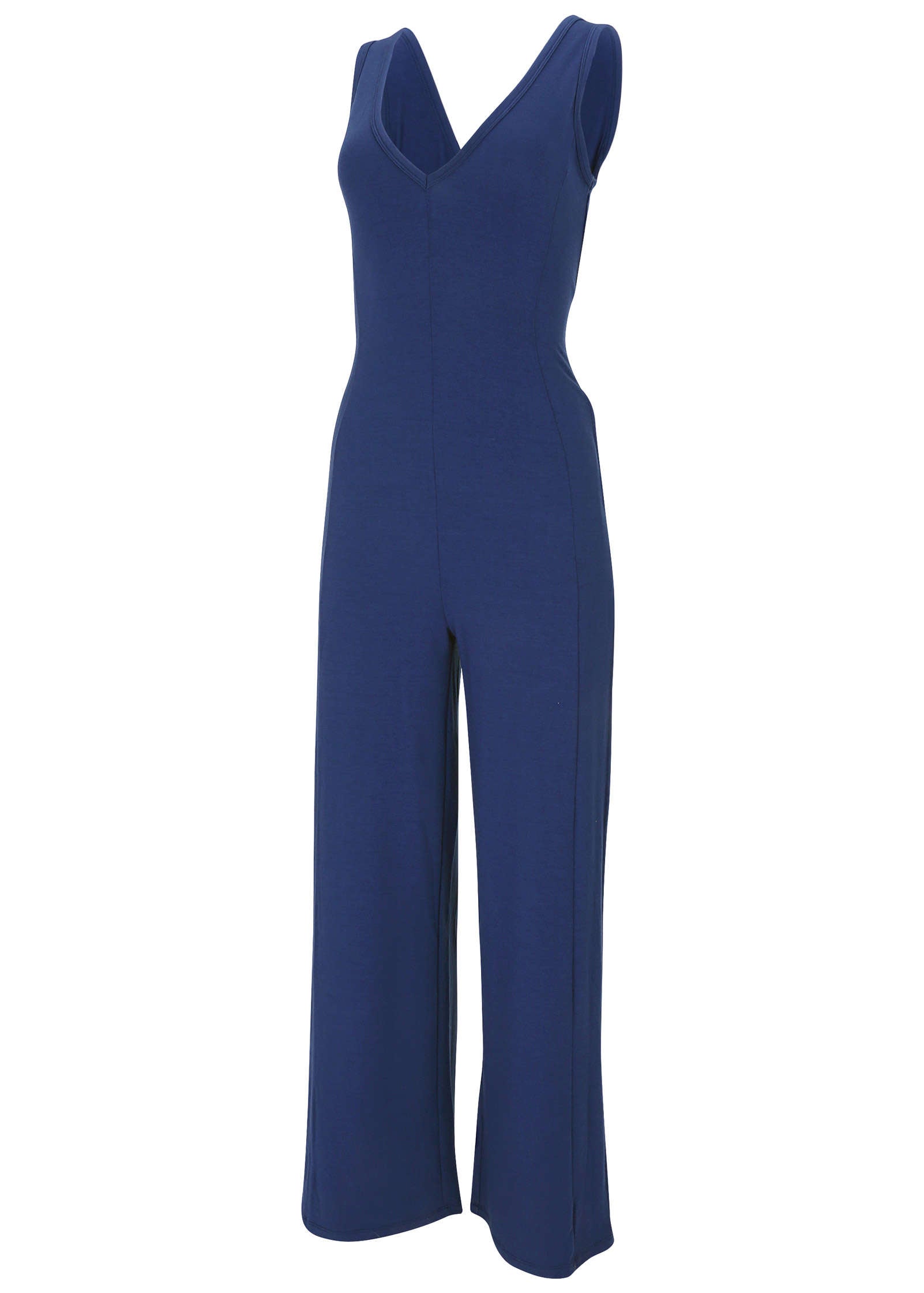 Relaxed V-Neck Jumpsuit - Dark Blue | Venus Sale