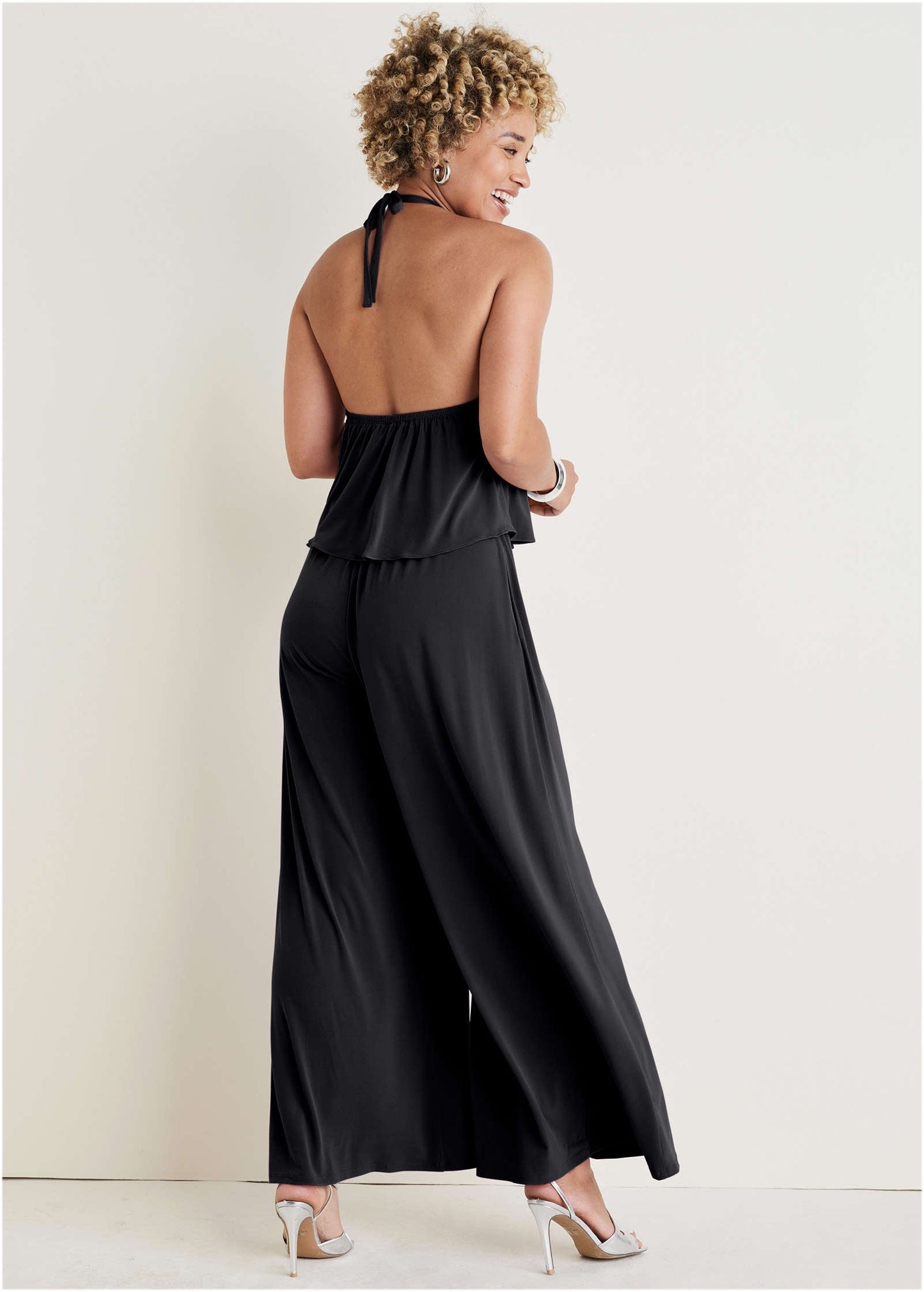Cross Neck Jumpsuit - Jet Black | Venus Cost Saving
