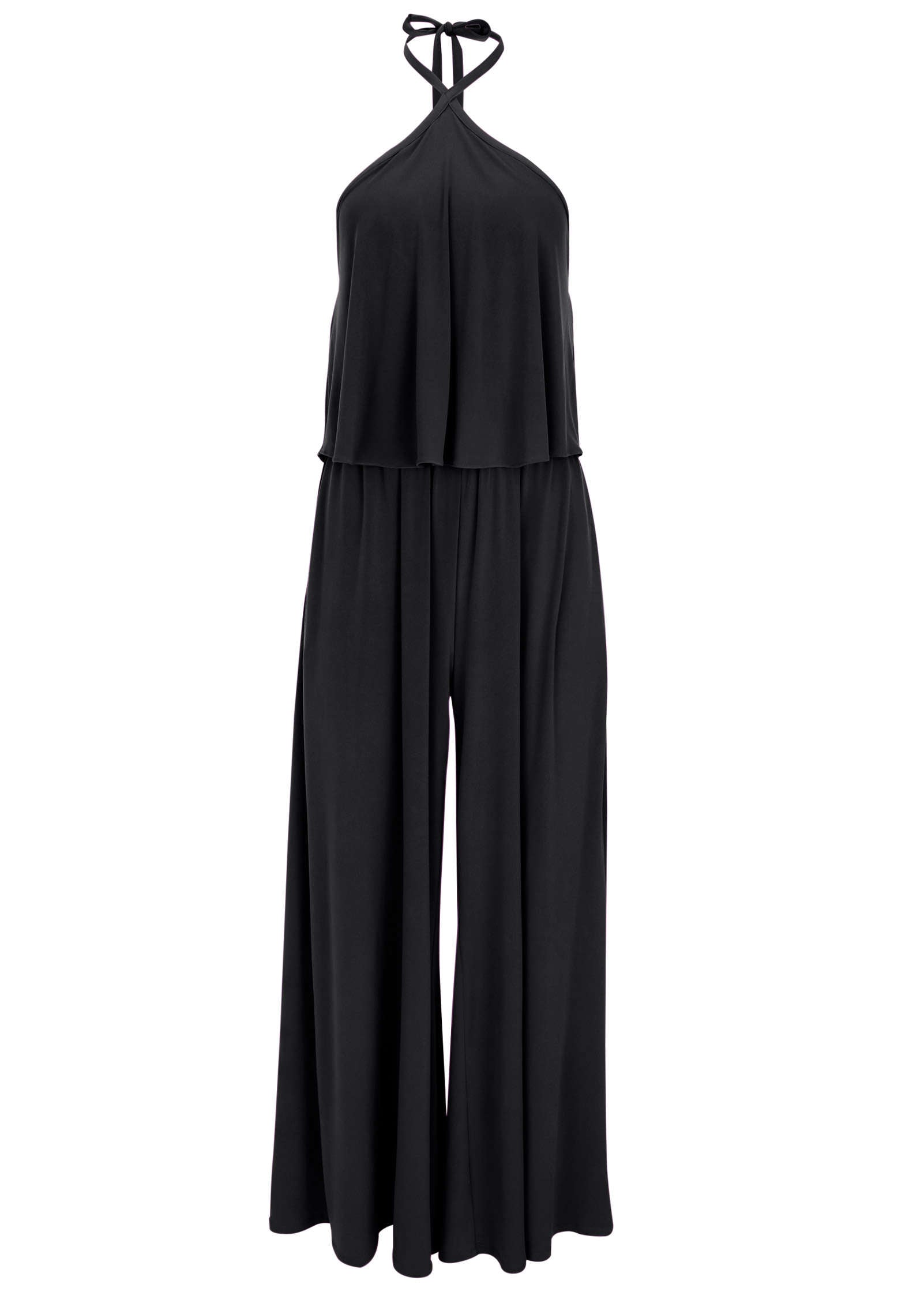 Cross Neck Jumpsuit - Jet Black | Venus Cost Saving