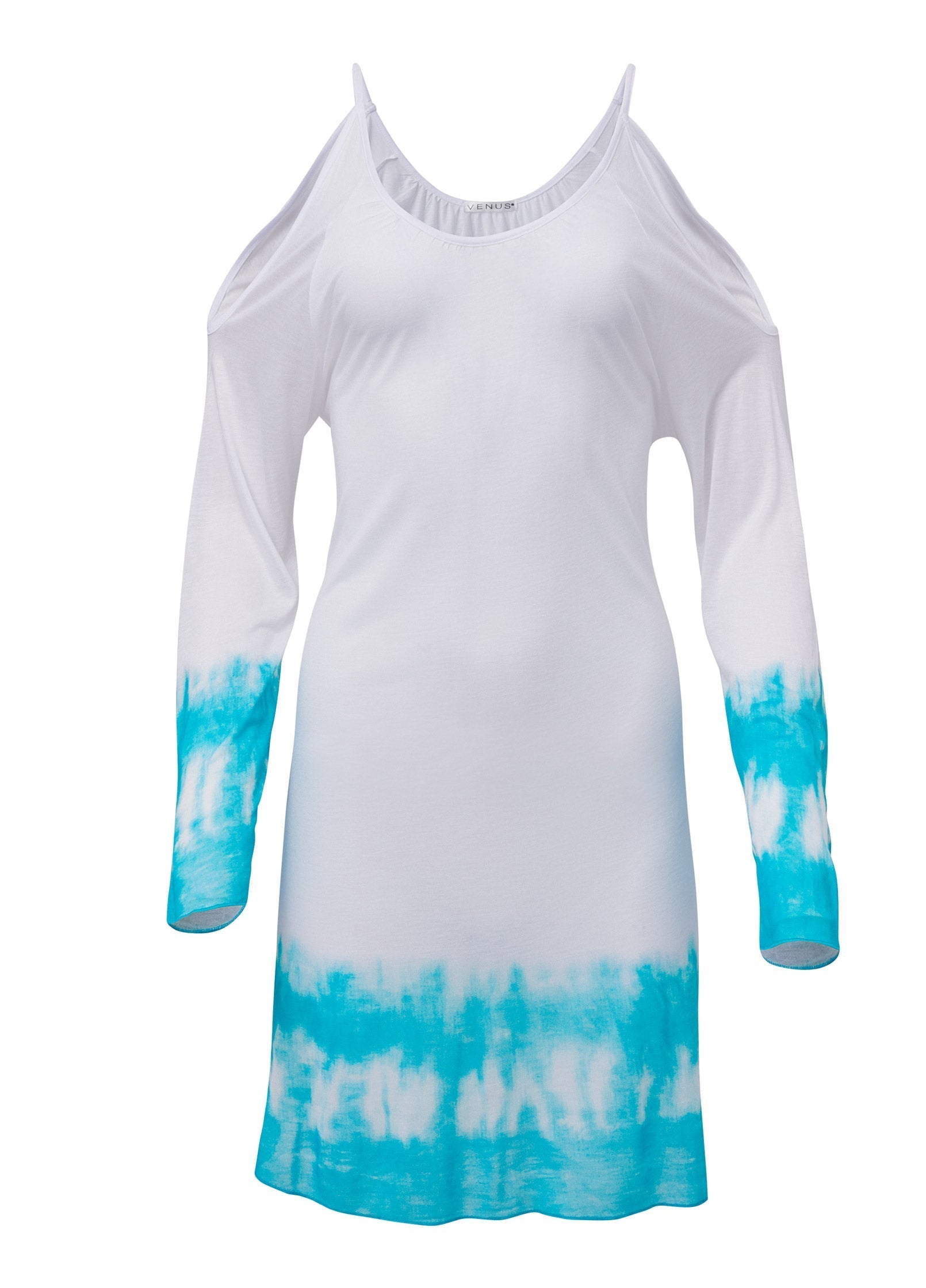 Cold Shoulder Cover-Up - Aqua & White | Venus Best Seller