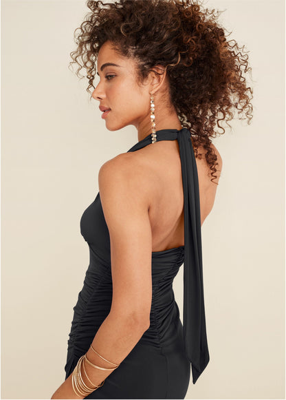 Halter Wrap Dress - Jet Black | Venus Limited Edition