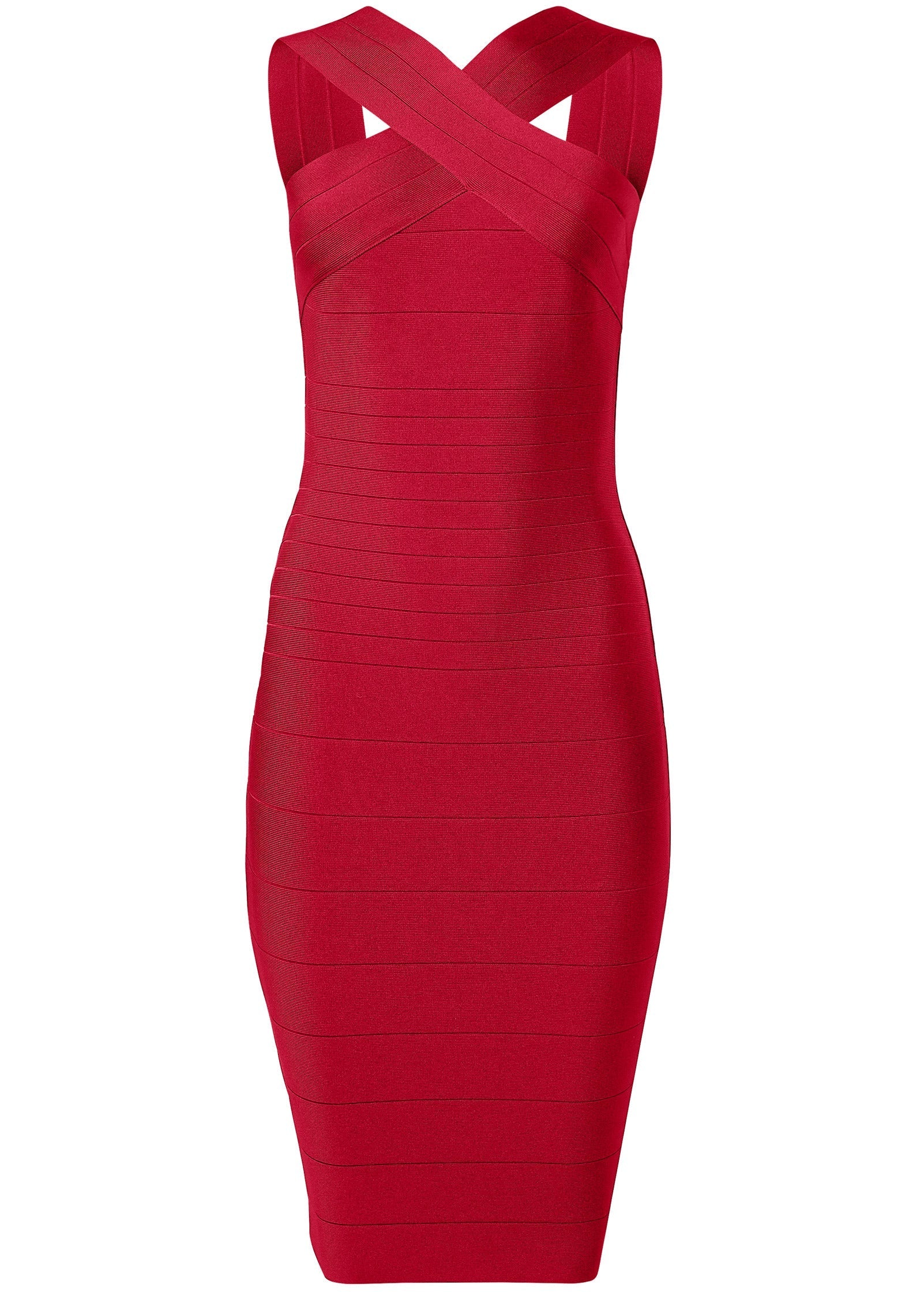 Cross-Neck Bandage Dress - Deep Red | Venus Sale
