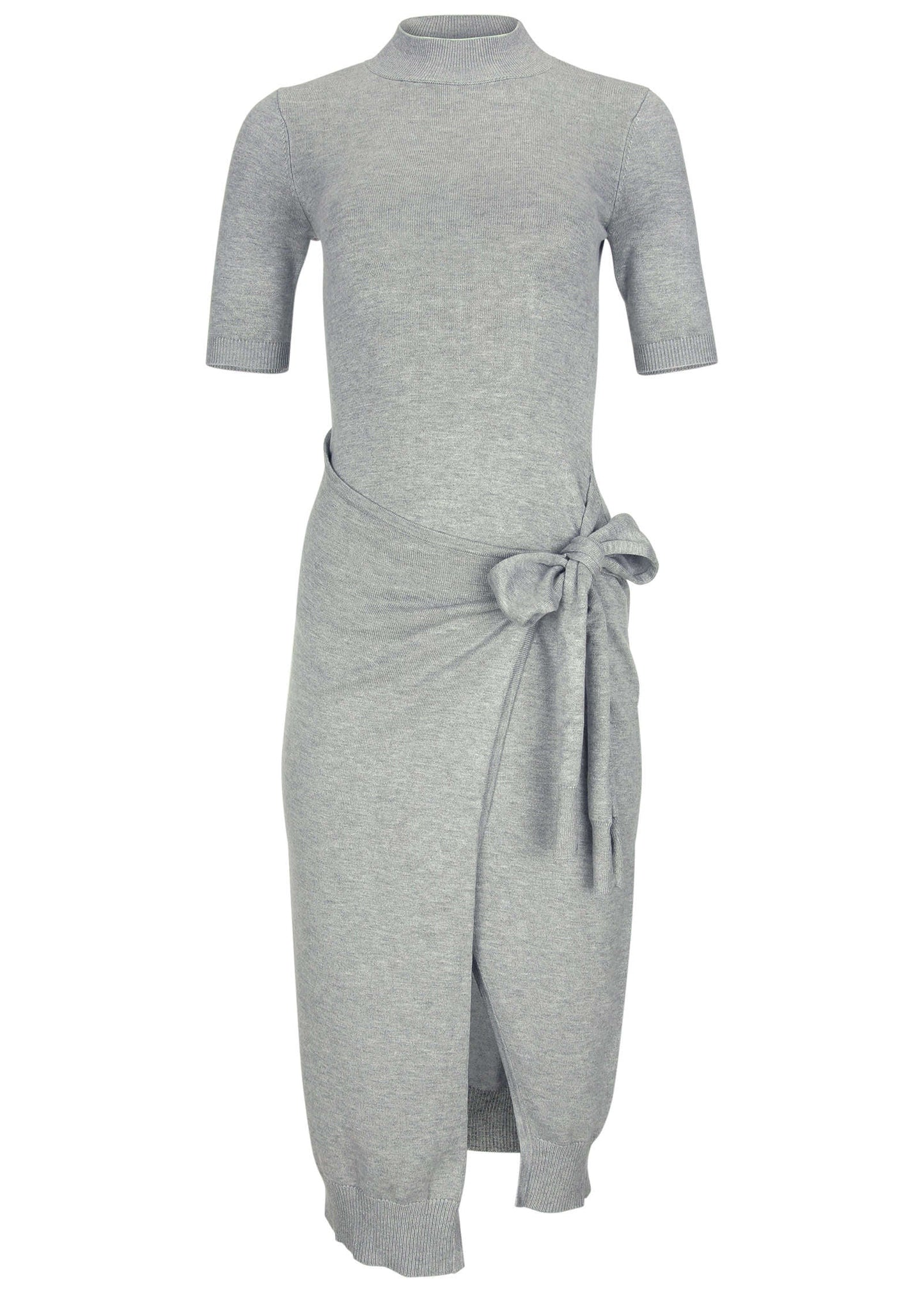 Tie Side Sweater Dress - Light Heather Grey | Venus Affordable