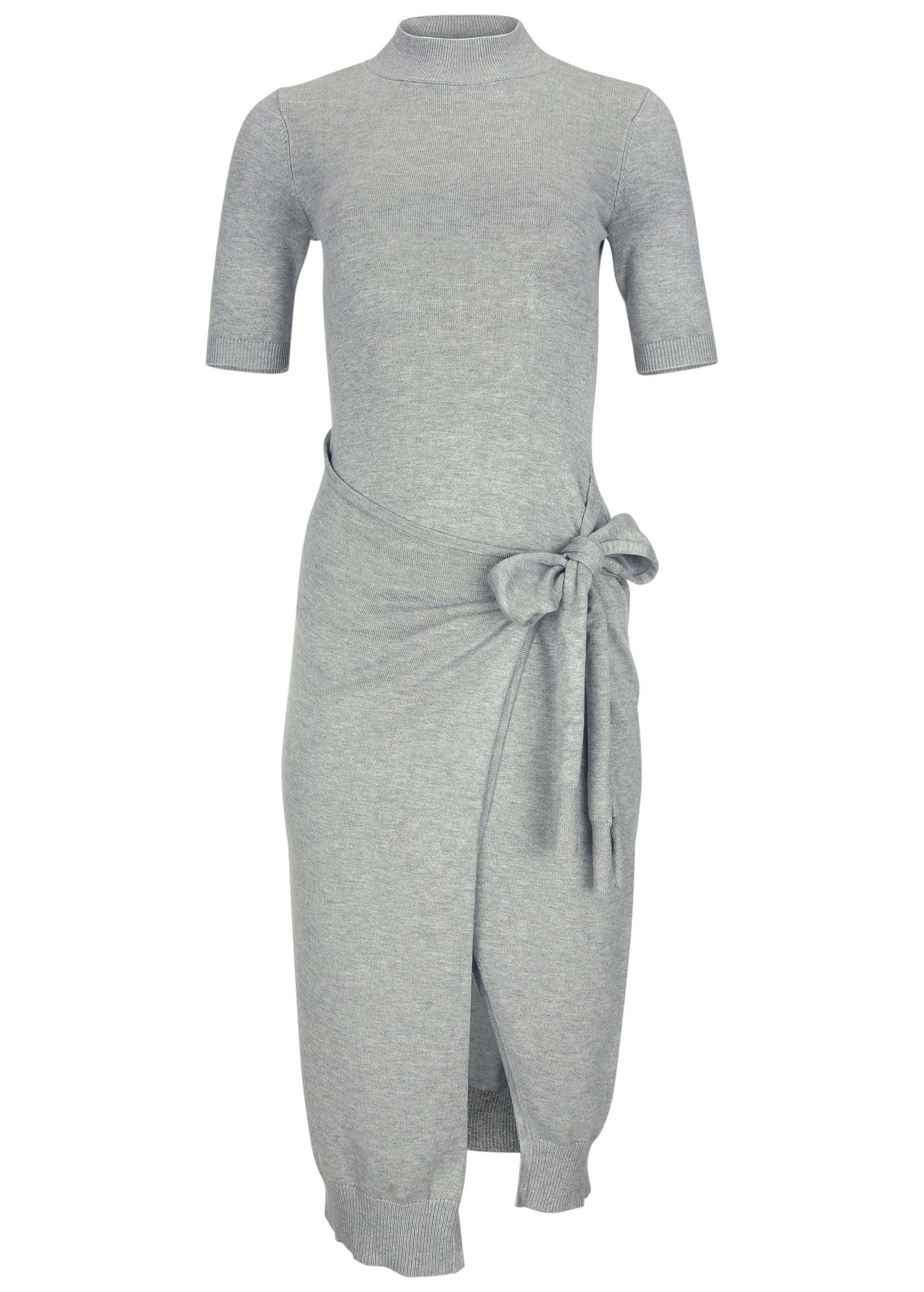 Tie Side Sweater Dress - Light Heather Grey | Venus Affordable